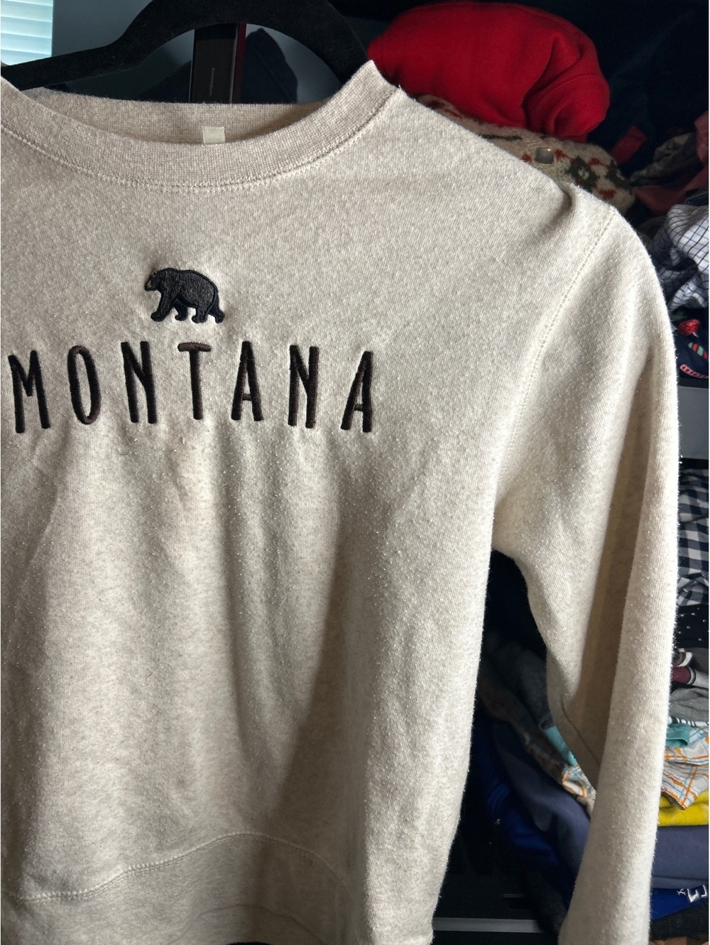 Techstyles Beige Montana Crewneck Sweatshirt Size Small